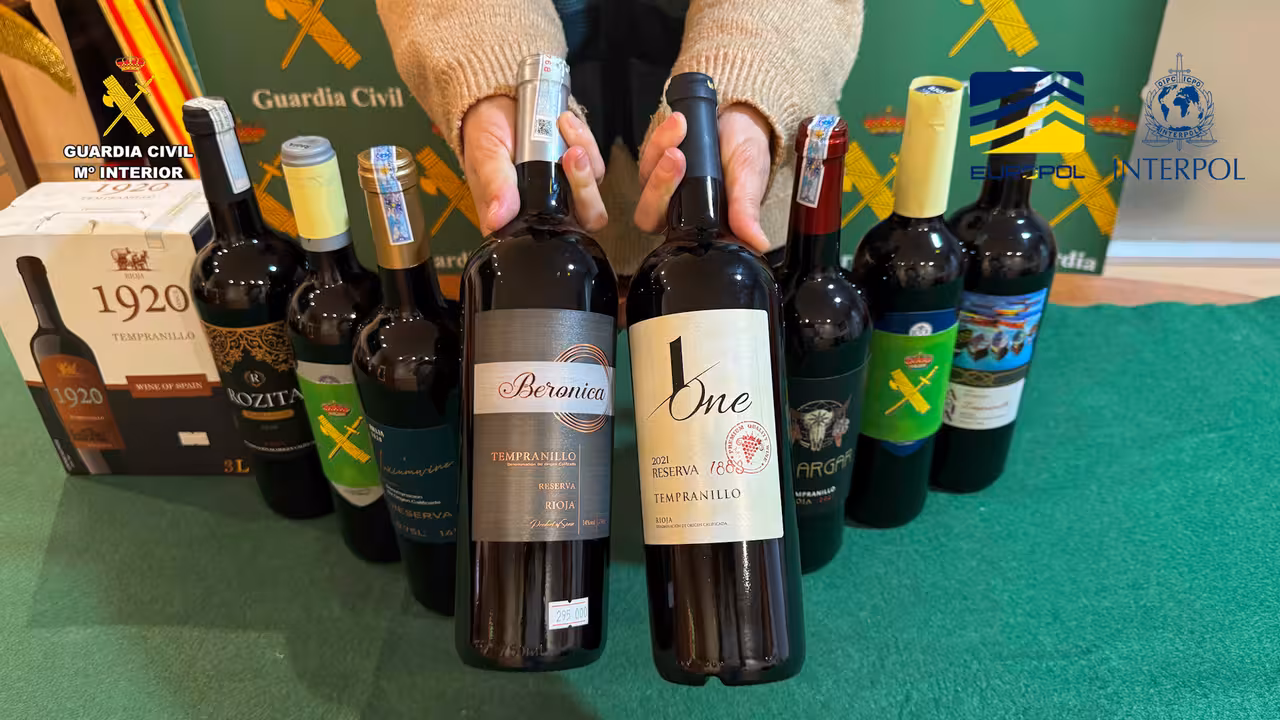 Red internacional de comercio ilegal de vino DOCa Rioja (Foto Guardia Civil)