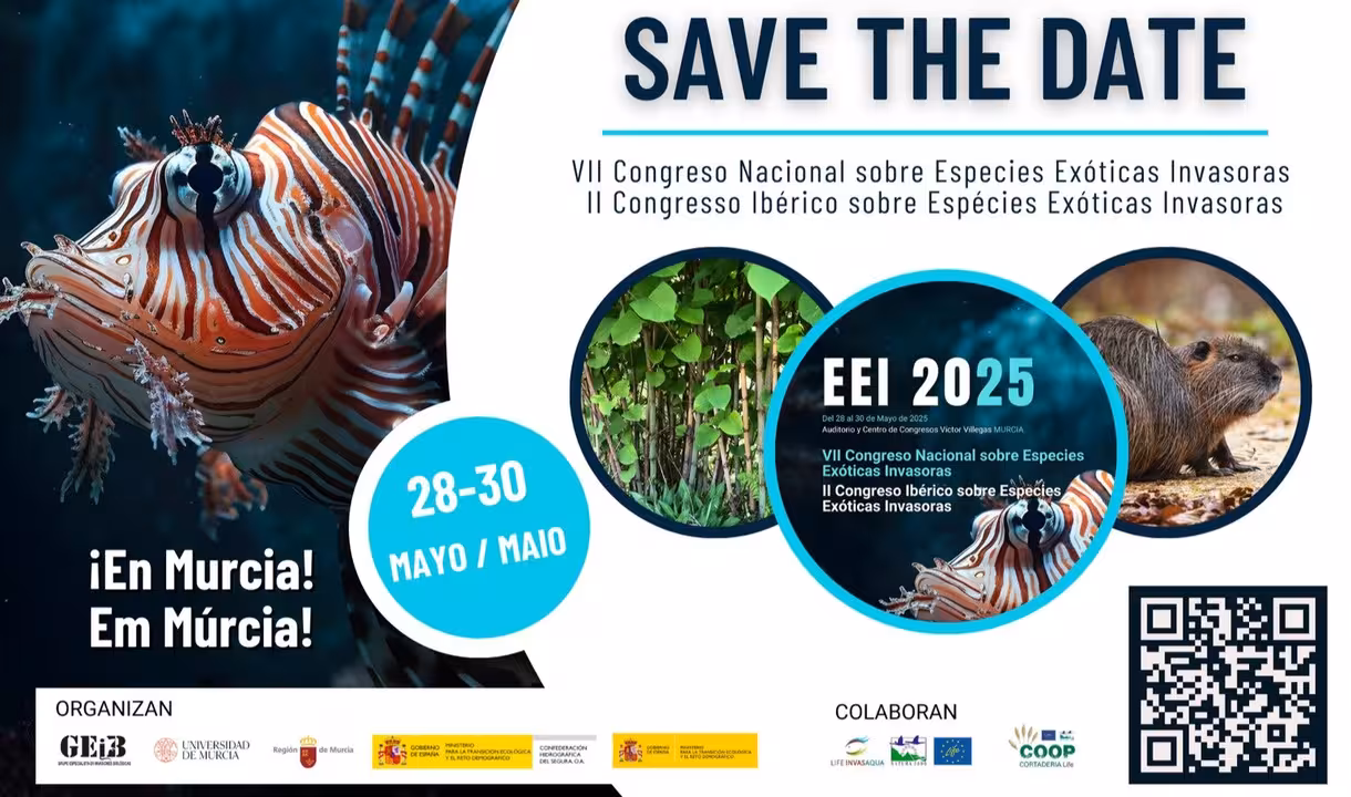 Cartel del VII Congreso Nacional sobre Especies Ex&oacute;ticas Invasoras (EEI) y II Congreso Ib&eacute;rico sobre EEI (Fuente CHS)