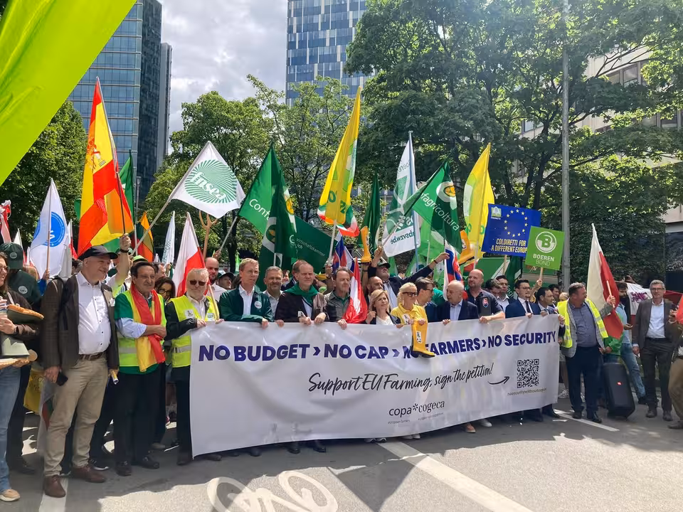 Protesta de agricultores por las calles de Bruselas por una PAC fuerte (Foto Asaja)