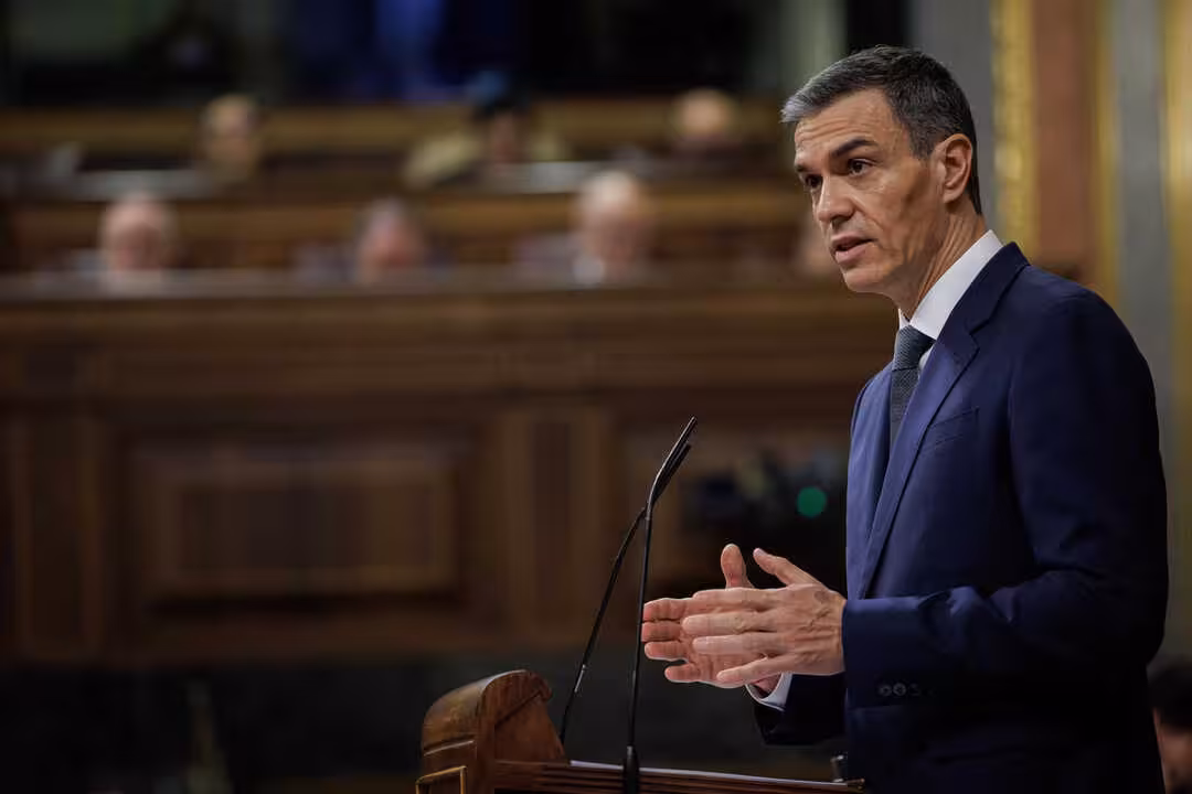 El presidente del Gobierno, Pedro S&aacute;nchez, durante su comparecencia (Foto Pool Congreso de los Diputados, Madrid - 11.2.2026)