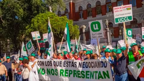 Protesta de agricultores en Castilla y Le&oacute;n (Foto UdU) Archivo
