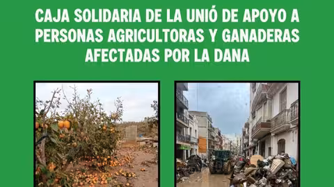 Detalle del cartel de campa&ntilde;a de apoyo afectados DANA (Foto La Uni&oacute;)