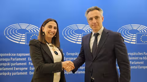Sara Rubira tras la reuni&oacute;n celebrada esta semana en Bruselas con su hom&oacute;logo de la Comunidad de Madrid, Carlos Novillo, para formalizar el traspaso de competencias (Foto CARM)