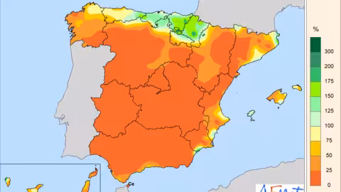 Porcentaje de la precipitaci&oacute;n con respecto a la media 1991-2020 en diciembre de 2024.