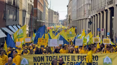Agricultores y ganaderos de Espa&ntilde;a, Francia e Italia protestan en Parma sobre los alimentos sint&eacute;ticos (Foto Asaja)