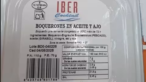 Alerta boquerones aceite y ajo (Foto Aesan)