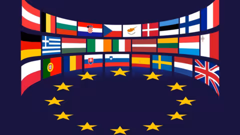 Banderas de la Uni&oacute;n Europea (Imagen de Gordon Johnson en Pixabay)