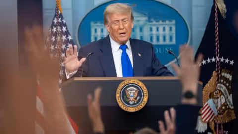 Donald Trump en una conferencia de prensa (Foto The WhiteHouse)