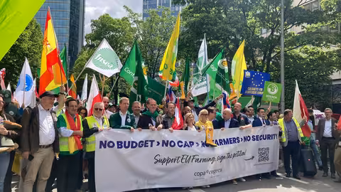 Protesta de agricultores por las calles de Bruselas por una PAC fuerte (Foto Asaja)