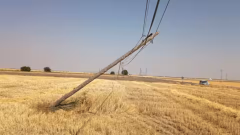Tendido telef&oacute;nico saqueado (Foto Asaja &Aacute;vila)