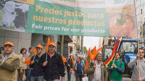 Protesta de agricultores en Bruselas (Foto UPA) Archivo