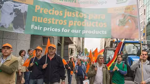 Protesta de agricultores en Bruselas (Foto UPA) Archivo