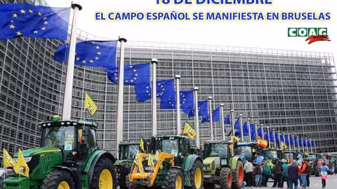 Cartel de la protesta de agricultores en Bruselas el 18 de diciembre (Imagen COAG)