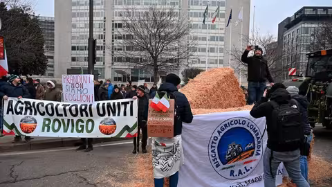Protesta contra Mercosur en Italia (Foto Walter Zollino/Riscatto Agricolo Lombardia en RRSS)