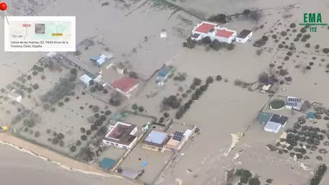 Inundaci&oacute;n tras el temporal en Arcos de la Forntera (Foto EMAJunta de Andaluc&iacute;a)