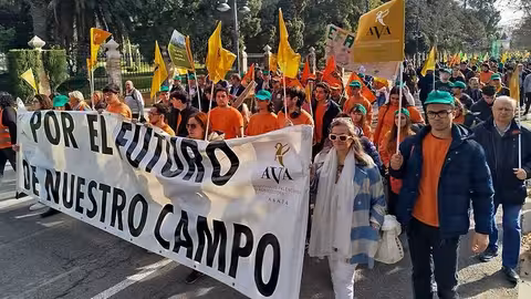 Manifestaci&oacute;n de AVA-Asaja contra el acuerdo UE-Mercosur (Foto AVA-Asaja) Archivo