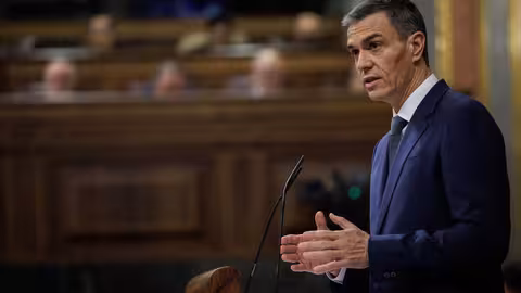 El presidente del Gobierno, Pedro S&aacute;nchez, durante su comparecencia (Foto Pool Congreso de los Diputados, Madrid - 11.2.2026)