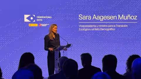 La vicepresidenta y ministra de Transici&oacute;n Ecol&oacute;gica Sara Aagesen presenta el Observatorio GOTA (Foto Miteco)