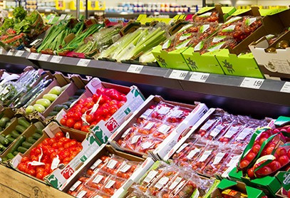 Cadena Alimentaria seccion fruta y verdura supermercado