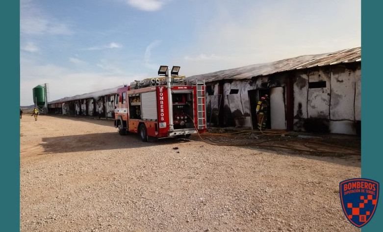 Incendio granja de pavos (Foto Bomberos Diputaciu00f3n Teruel)