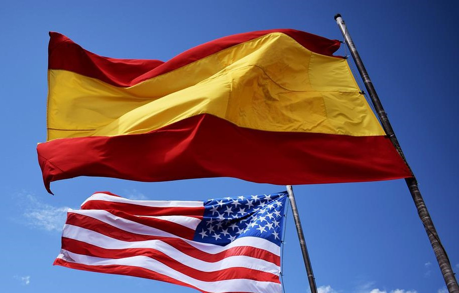 Banderas Espau00f1a y EEUU USA (Foto Pixabay)
