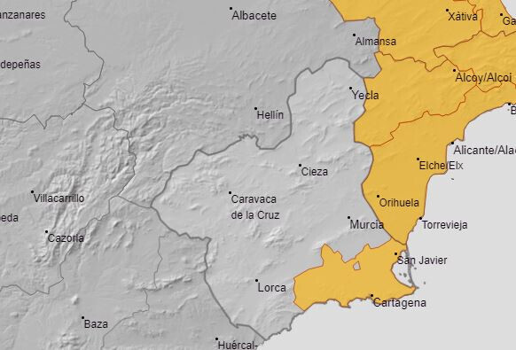 Alerta naranja 24 mato 2023 (Mapa Aemet)