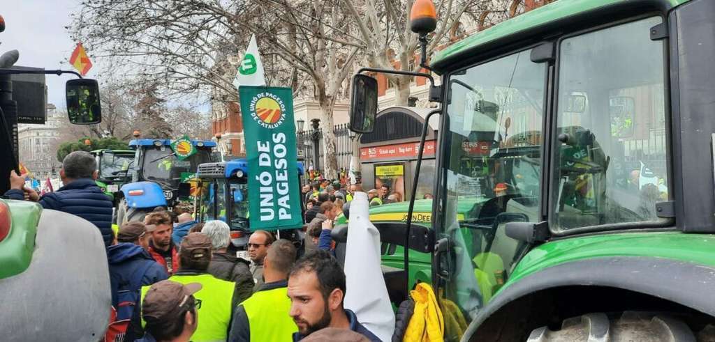 Protesta ante Ministerio de Agricultura Madrid (Foto Uniu00f3 de Pagesos)