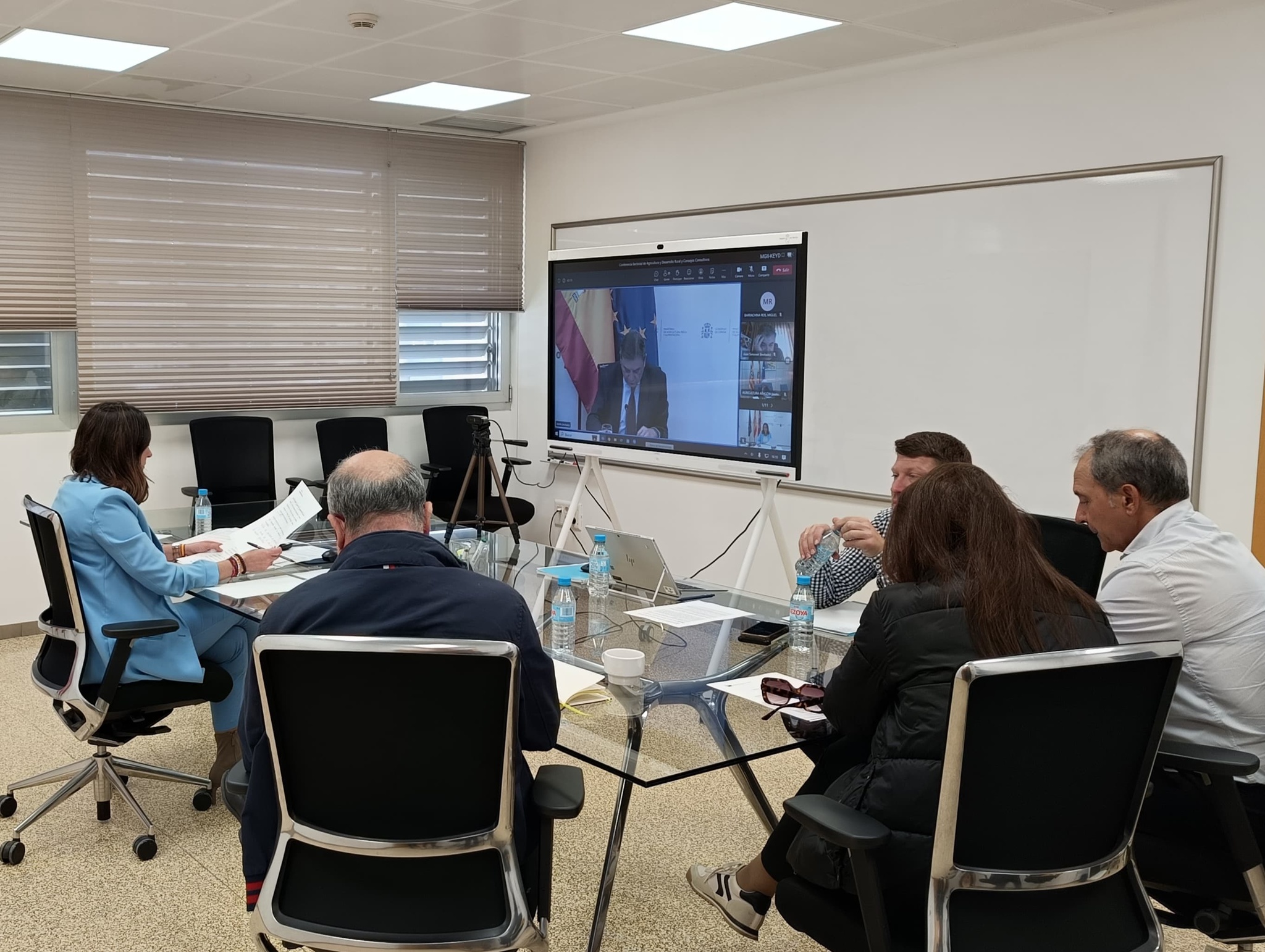 Sara Rubira durante la reunión realizada por videoconferencia (Foto CARM)