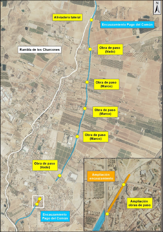 Croquis de las obras proyectadas en la Rambla de Charcones (Plano CHS)