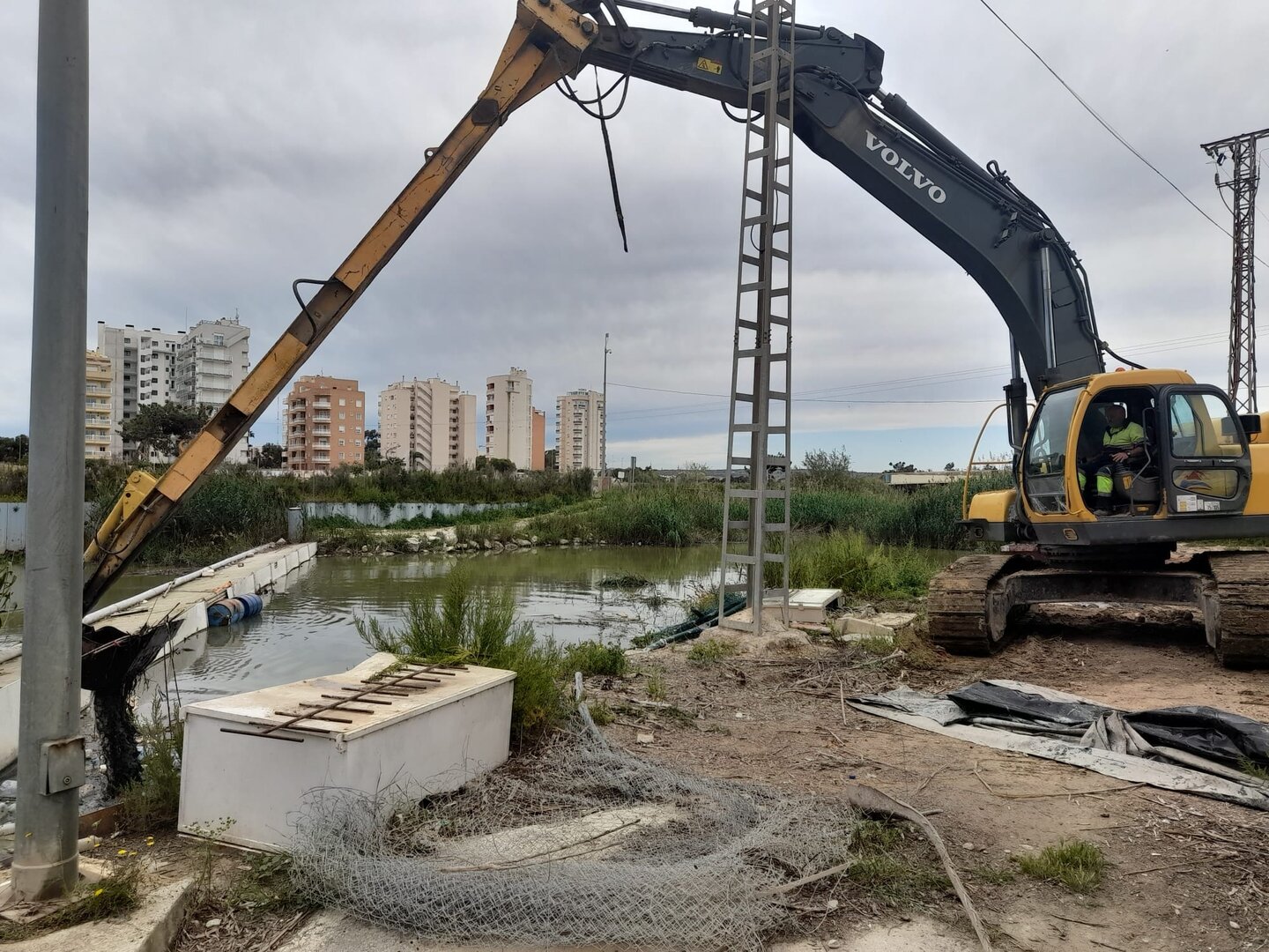 Retirada de residuos en la desembocadura del río Segura (Foto CHS)
