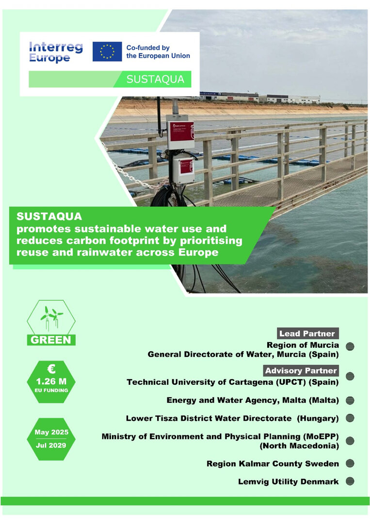 Cartel informativo del proyecto europeo Sustaqua, liderado por la Región de Murcia (Imagen CARM)