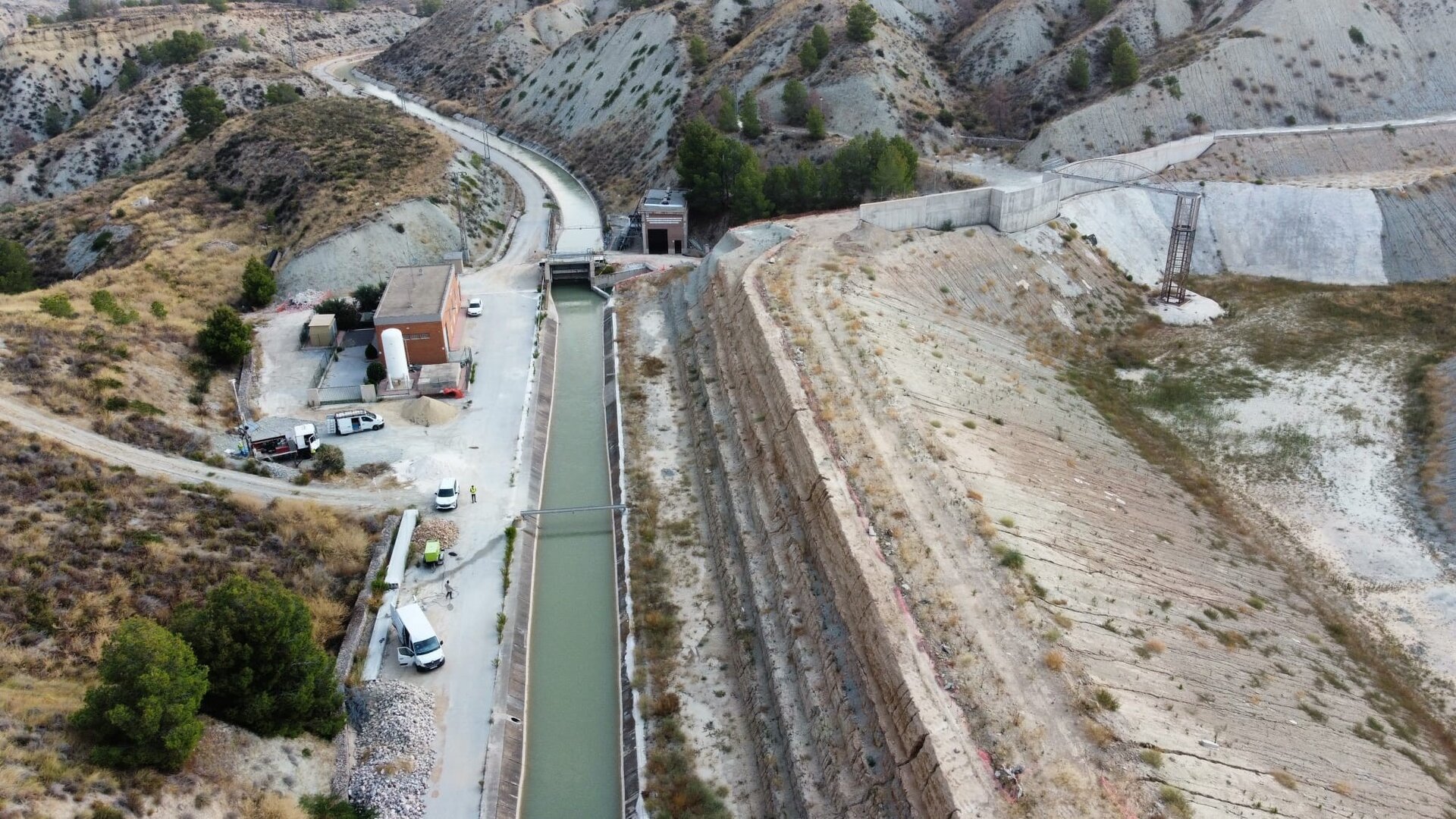 Obras de estabilización y adecuación vaso de la balsa de La Muela (Foto CHS)