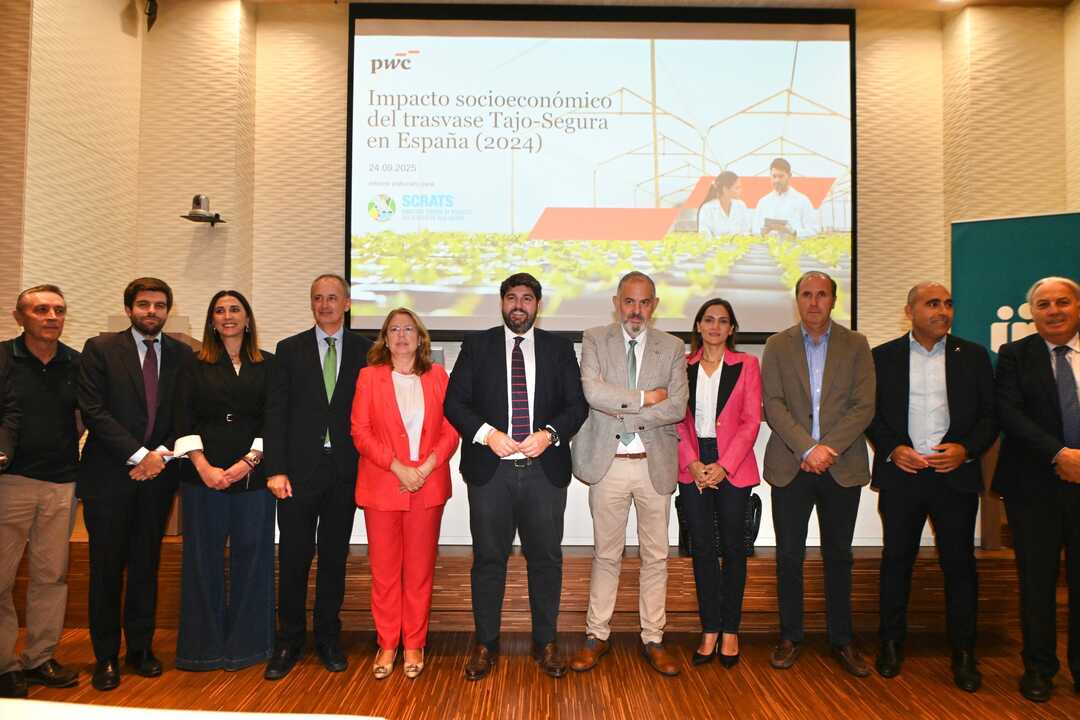Acto de presentación del estudio 'Impacto socioeconómico del Trasvase Tajo Segura en España en 2024' (Foto CARM)