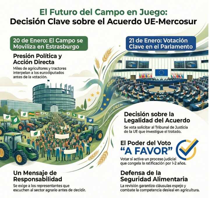 Cartel de la protesta el 20 de enero en Estrasburgo (Imagen AVA-Asaja)