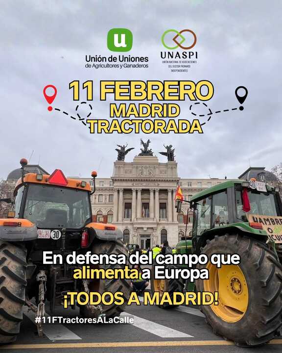 Cartel de la tractorada 11F en Madrid (Fuente UdU)